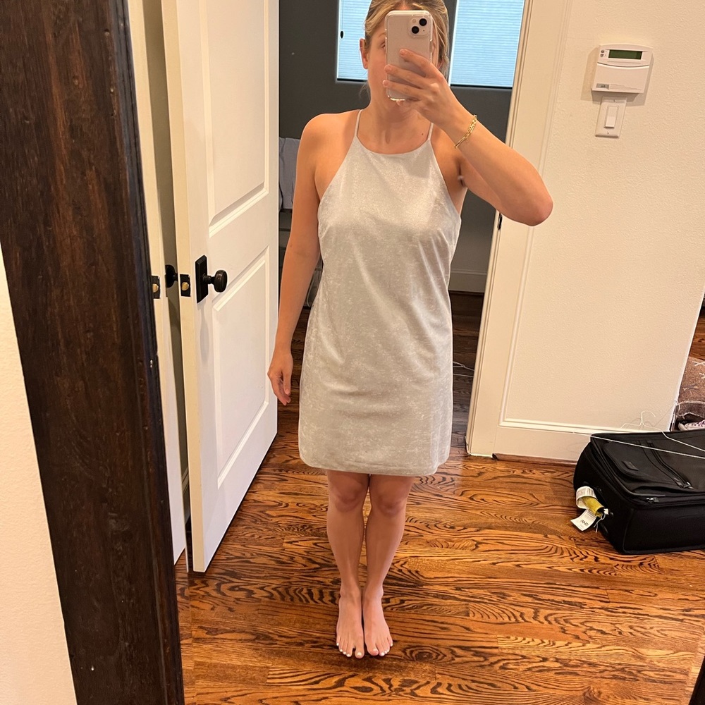 Halston Silver Suede dress